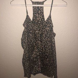 Cute leopard print ruffled tank